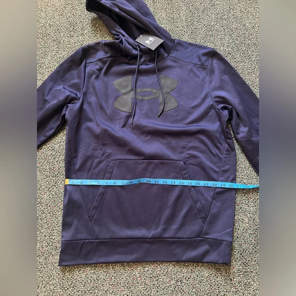 NWT UNDER ARMOUR Baby Blue Fleece Big Logo Lightweight Stretch Hoodie Sweatshirt